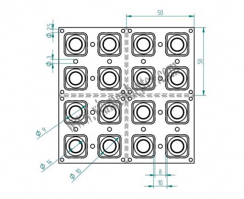 4x4硅胶按键2d图纸