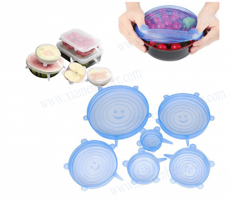 定制圆形六件套食品级硅胶保鲜盖保鲜膜碗盖可拉伸密封批发零售